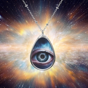 Mystical Third Eye Necklace, Celestial Jewelry, Bohemian Pendant, Unique Gift for Her, Spiritual Accessories, Occult Necklace