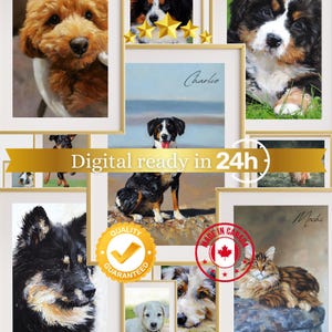 Oil Painting Custom Pet Portrait, Watercolor Pet Painting, Personalized Dog Portraits Cat Portraits Pet Portrait from pictures Pet Drawing