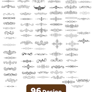 Filigraan SVG-bundel - ingewikkelde vintage bloemen clipartset voor ambachtelijke projecten - decoratieve rolkunstafbeeldingen - met gratis reclame voor ons