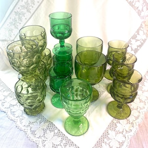 Vintage Clear Stemware Set of 14 Goblets | Wine/Water Glasses for Holiday Entertaining & Dinner Parties
