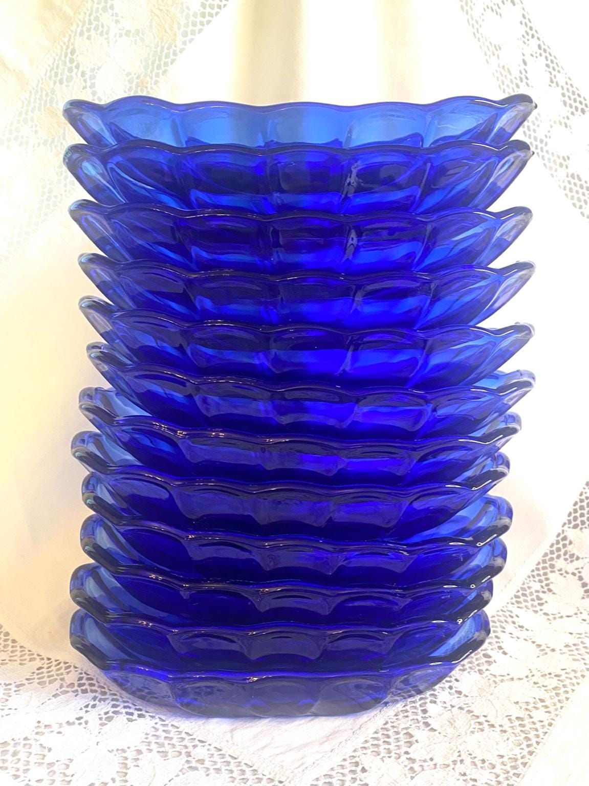 Vintage Anchor Hocking Cobalt Blue Glass Dessert Set: 26-piece