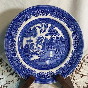 Vintage Blue Willow Plate 8&quot; – Staffordshire England Anchor Mark