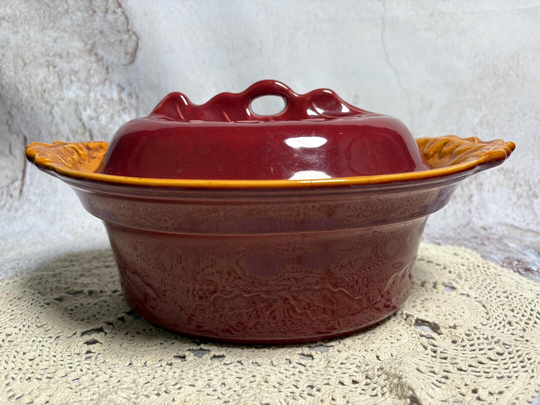 Appolia France Autumn Leaf Oval Covered Casserole Dish Raspberry ...