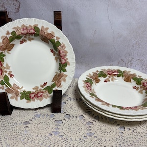 Vintage Wedgwood Wildbriar Rimmed Soup Bowls Set of 4  English Transferware (8 inch)