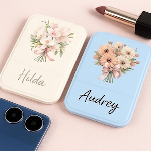 Personalized Pocket Mirror,Bridesmaid Gifts,Birth Flower Mirror Folding Makeup Mirror,Bridesmaid Proposal Bridal Party Favor Gift for Her