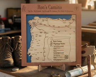 Personalized Camino de Santiago Trail Map Art: Pilgrimage Keepsake.. Or any Other memorable Trail Map