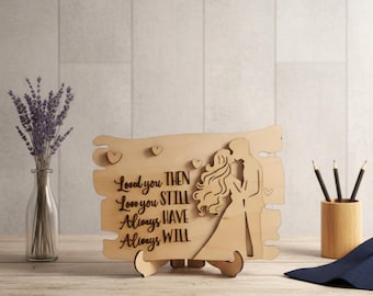 Valentine Wooden Engraved Card can be personalised.