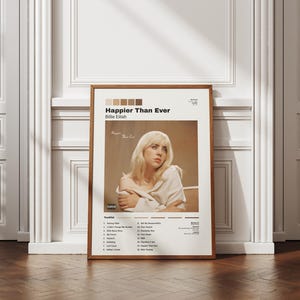Billie Eilish Happier Than Ever Album Poster - Printable Wall Art - Digital Download - Music Wall Art - Tracklist Poster