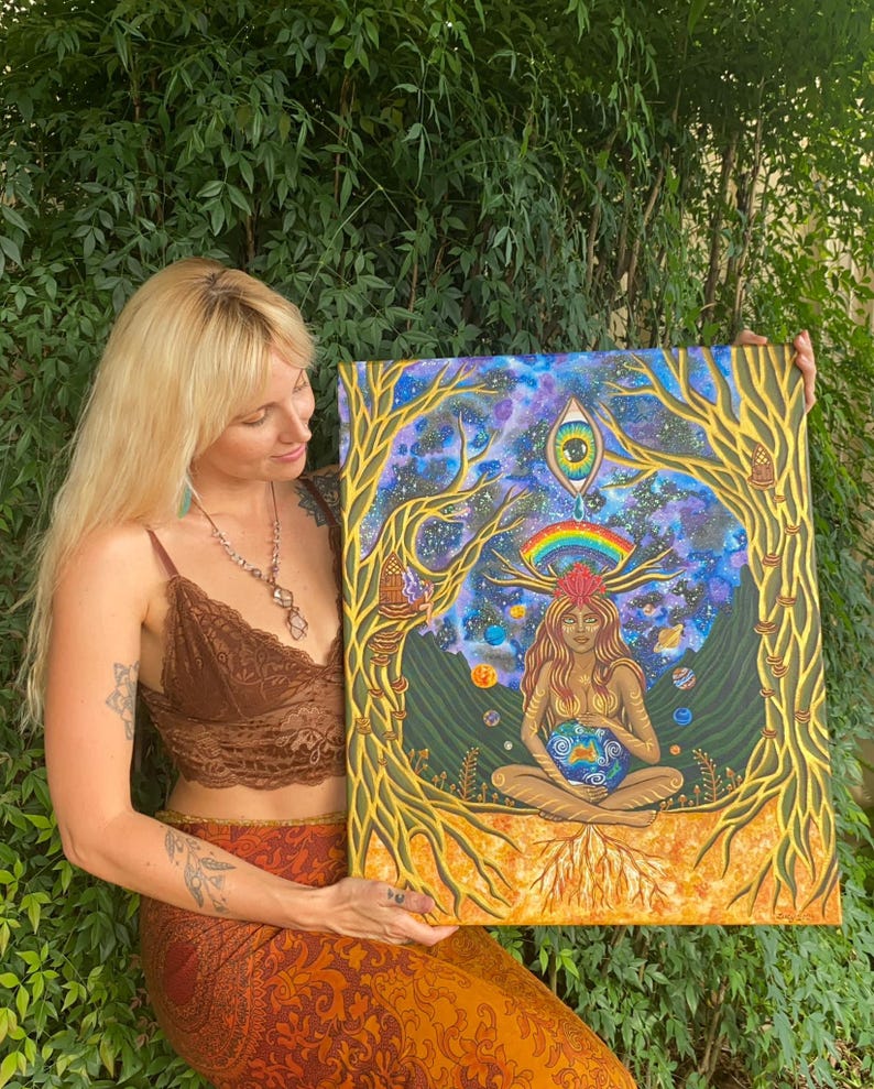 Mama Earth – Sacred Feminine Gaia Art Print | Cosmic Mother Nature Wall ...