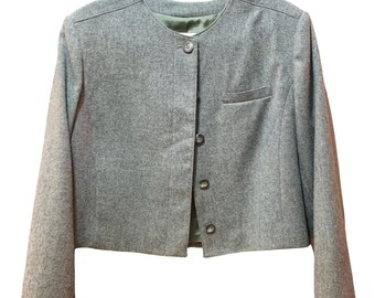 Pendleton Vintage 100% Virgin Wool hidden Button Blazer Gray Womens 18 USA made