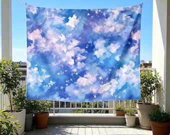 Dreamy Starry Sky Cloud Tapestry, Fantasy Cloud Tapestry, Wall Hanging Art, Boho Dorm Decor, Bedroom Decor, Gifts for Girlfriend