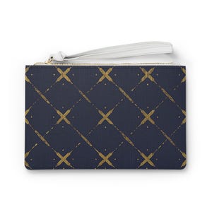 GINGA Pattern Clutch Bag [NavyandGold] and Gold Modern Japanese Design Galaxy Inspired A Newly Created Japanese Pattern