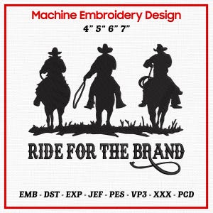 Cowboy embroidery design, western riders silhouette, wild west horse embroidery file, rodeo machine embroidery pattern PES DST