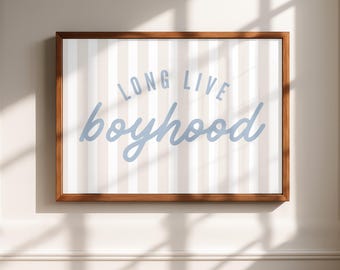 Long Live Boyhood Print: Neutral Nursery Wall Art, Vintage Boy Nursery