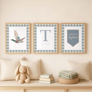 Set aquarel kinderkamer eend – monogram gingang, decoratie zuidelijke jongen