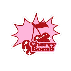 Cherry Bomb Kiss-Cut Stickers, Fun Decals for Laptops, Water Bottles, Scrapbooking, Kids Parties, Gifts, Retro Vibe
