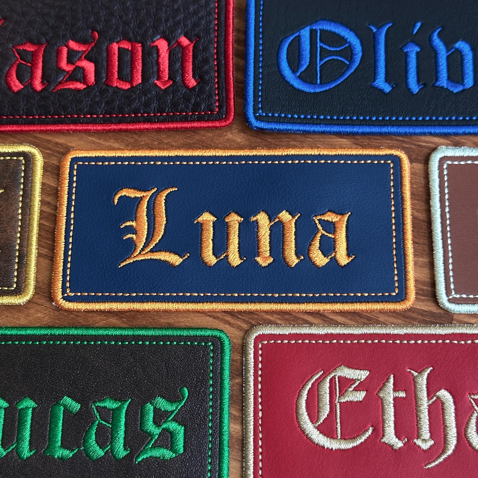 Embroidered Letherette Custom Embroidered Leatherette Name Patch – Iron On/sew On - Etsy