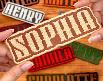Custom Name Leather Patch Embroidered, Leather Name Patches, Personalized Leather Patch, Sew On/Iron On Patch for Clothes Jackets Backpacks