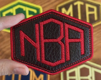 Personalized Leatherette Patch: Embroidered Initials, Iron-On or Sew-On