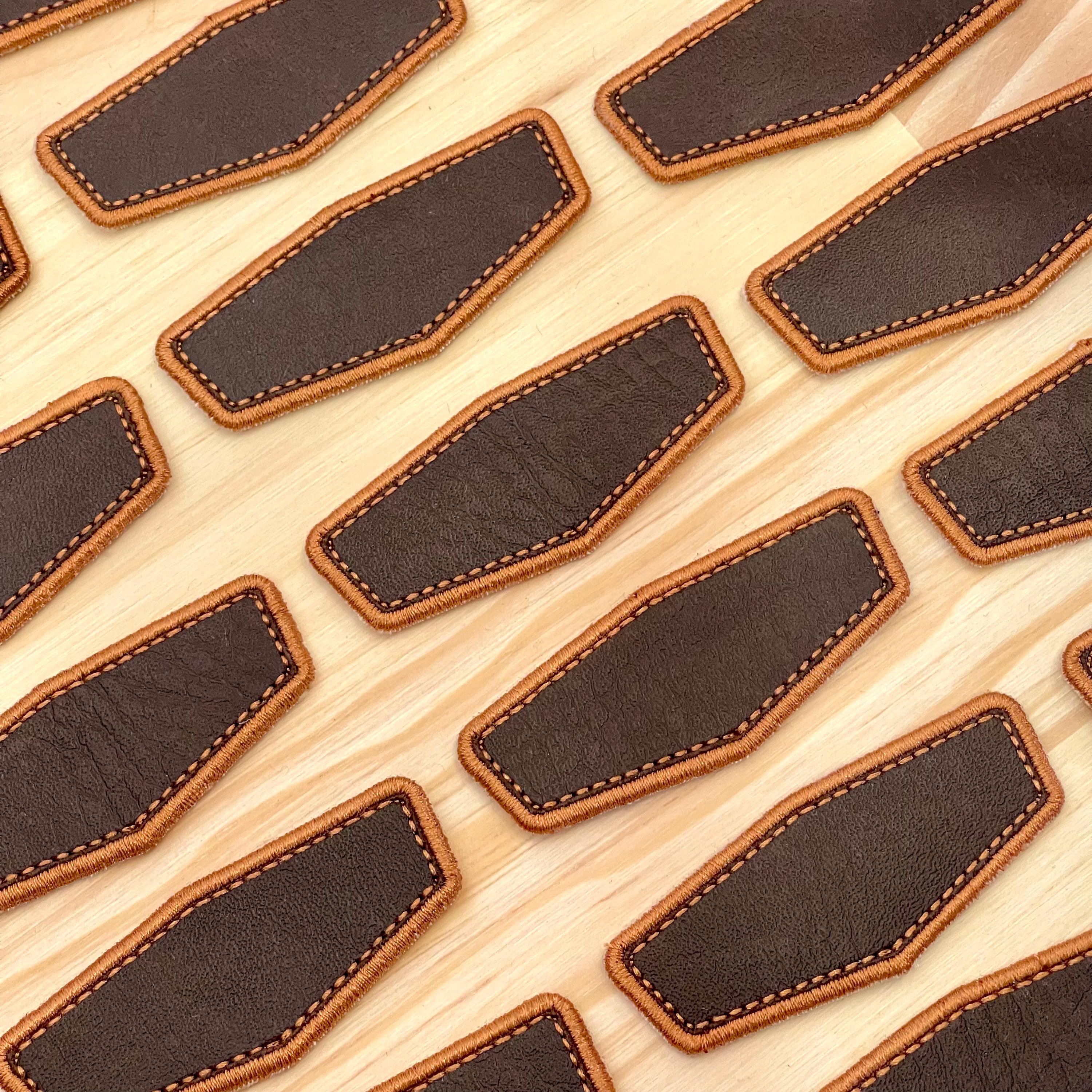Embroidered Letherette Leatherette Patch, Embroidered Border, Laser Engraving & Printing Ready ...