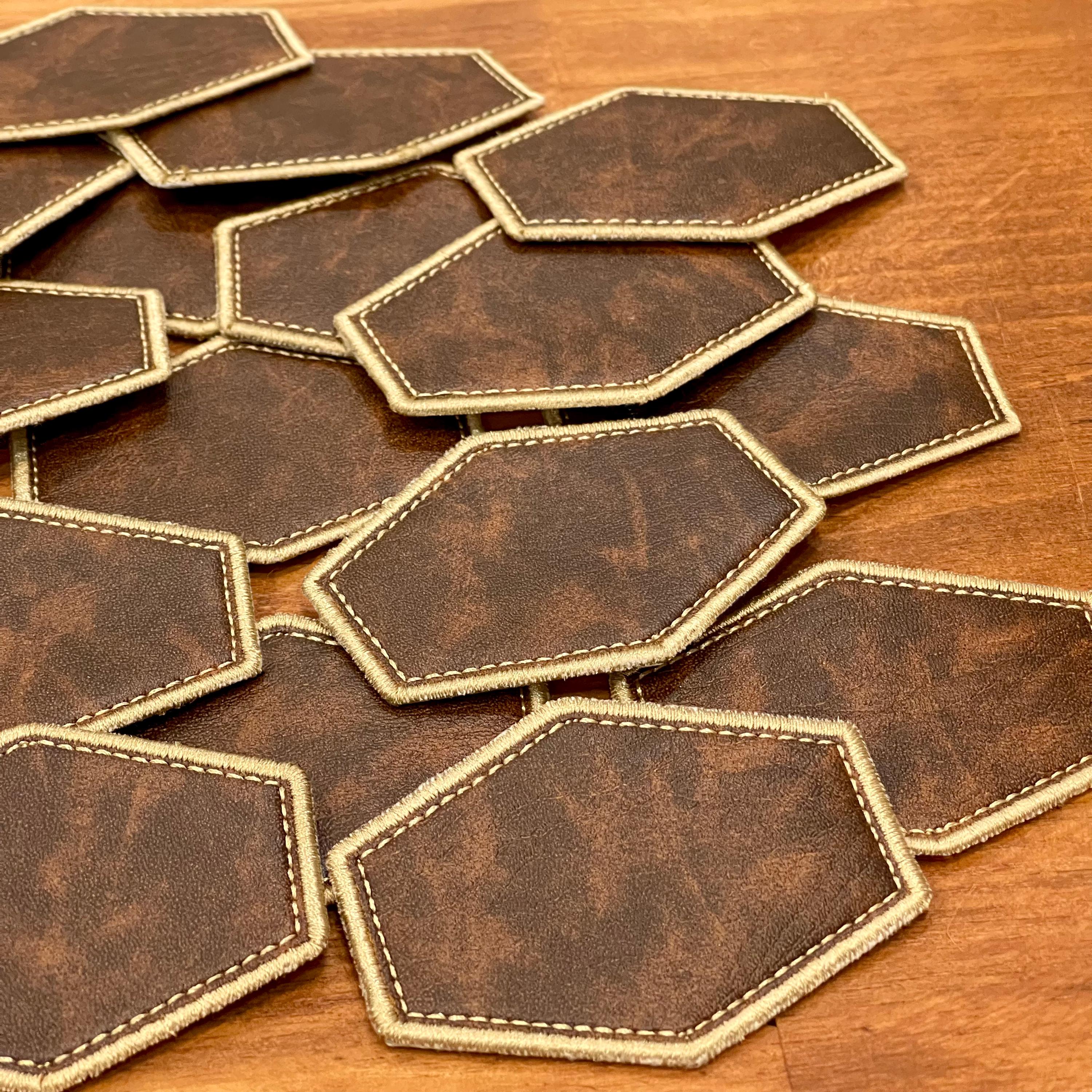 Embroidered Letherette Leatherette Hexagon Patch, Embroidered Border, DIY Laser Engraving - Etsy