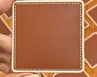 Square Leatherette Patch with Embroidered Border, DIY Craft Supplies