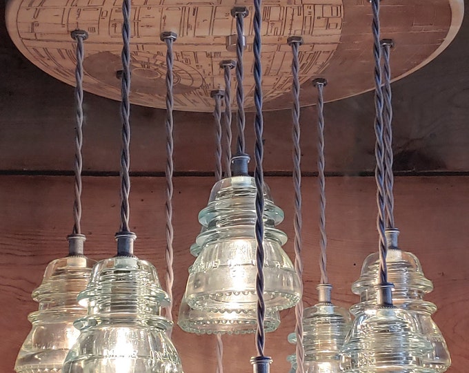 Star Wars Chandelier Star Wars Light, Star Wars Death Star Light Glass Insulator Chandelier UNIQUE Light-Vintage Glass Insulator-Lucas Film