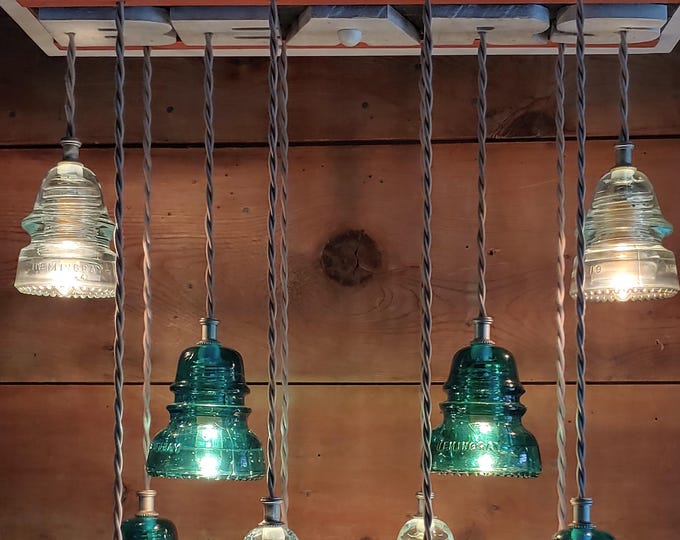 Chicago BEARS Light Fixture Glass Insulator Ceiling Fixture 12 Light Chandelier Unique FOOTBALL Fan Light NFL Chandelier its a 1-of-a-kind