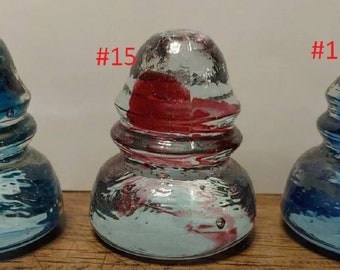 Miniature Glass Insulators-Replicas of Authentic Insulators-Hand poured mini GLASS Insulator 2"H 1.5"W Assortment of Colors Available