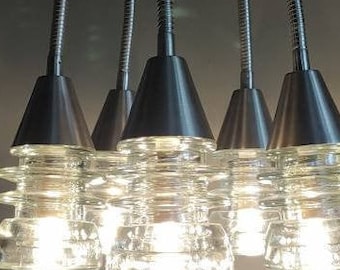 Vintage Glass Insulator 5-Light Ceiling Fixture: Retro-Modern Lighting flexible arms, ceiling mounted