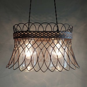 Basket Light Fixture Country Farmhouse Basket Chandelier Primitive Rustic Wire Basket light Cottage Style Kitchen Light 2 sizes