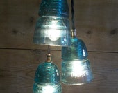 Authentic Vintage Glass Insulator Light Fixture Vintage Glass Chandelier Glass Art U choose your options 3 or 5 Insulator Light Fixture