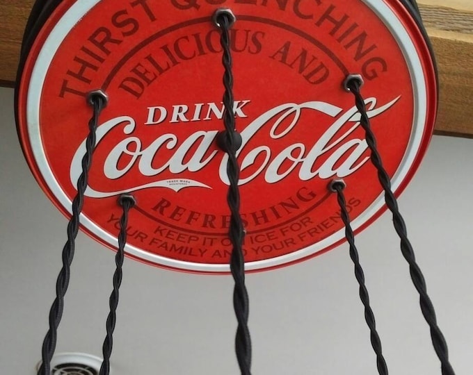 Coca Cola Mason Jar Chandelier: Vintage Style Coke Plate & 6 or 8 Quart Ball Mason Jar lights Ceiling mount Light Fixture-Restaurant Light