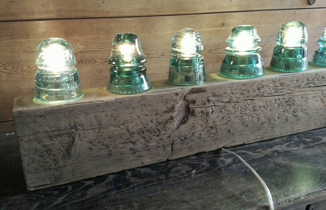 Vintage Glass Insulator Display Light Bar Reclaimed Barnwood Etsy