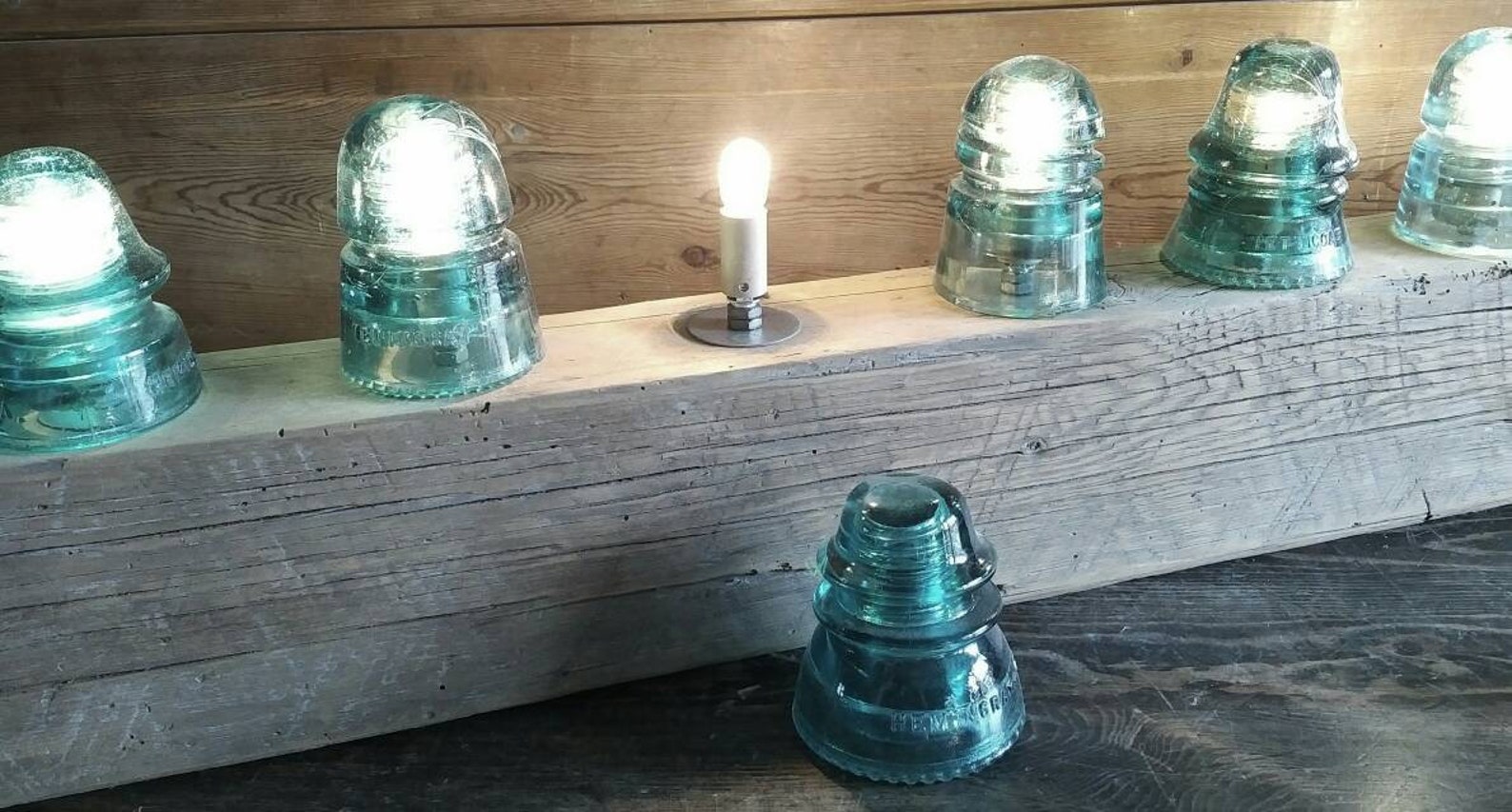 Vintage Glass Insulator Display Light Bar Reclaimed Barnwood Etsy