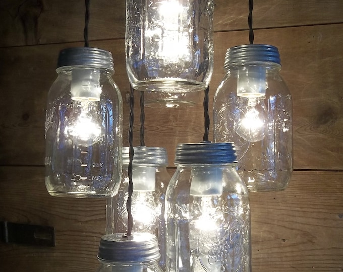Coca Cola Mason Jar Chandelier: Vintage Style Coke Plate & 6 or 8 Quart Ball Mason Jar lights Ceiling mount Light Fixture-Restaurant Light