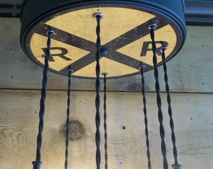 Railroad Crossing Light Fixture: Glass Insulator or Mason Jar Chandelier you choose