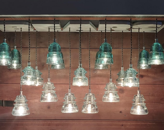 HUGE Chicago BEARS Light Fixture 20 Glass Insulator Light Chandelier Unique Football Fan Light NFL Chandelier 1-of-a-kind