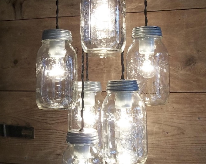 Railroad Crossing Light Fixture: Glass Insulator or Mason Jar Chandelier you choose