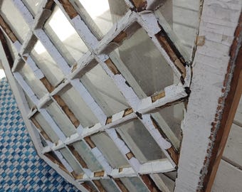 Beautiful ANTIQUE/Vintage/OLD Wood Window/Sash 45-Diamond Lites/panes Architectural Salvage Original Artifact 41"H x 22"W Barn Window