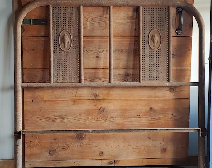 OLD Vintage Antique? Heavy Iron Pipe Headboard w/Beautiful details 52"W x 50"H-Original, Authentic GR8 wall hanging-SHIPPING is NOT free!!