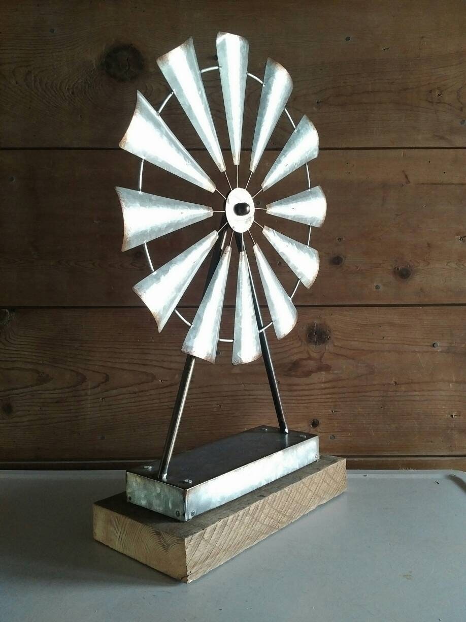 Galvanized Windmill Large Tabletop Windmill Barn Wedding Decor Etsy