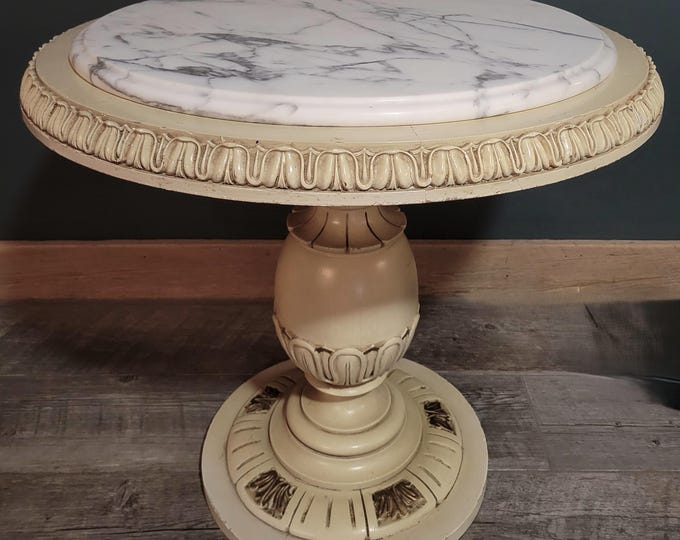 Vintage Rococo-Regency Hollywood style Wood Carved-Moretti Italy Marble Top, French Louis XV style-Giltwood-  (NO SHIP!!)