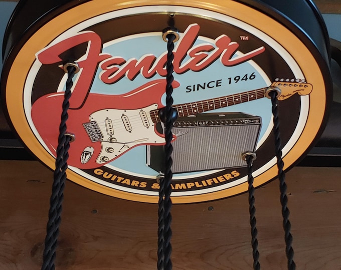 FENDER Guitars & Amplifiers Glass Insulator Ceiling Light Fixture GUITAR Chandelier Musician, Band Member, Music, Bass Player