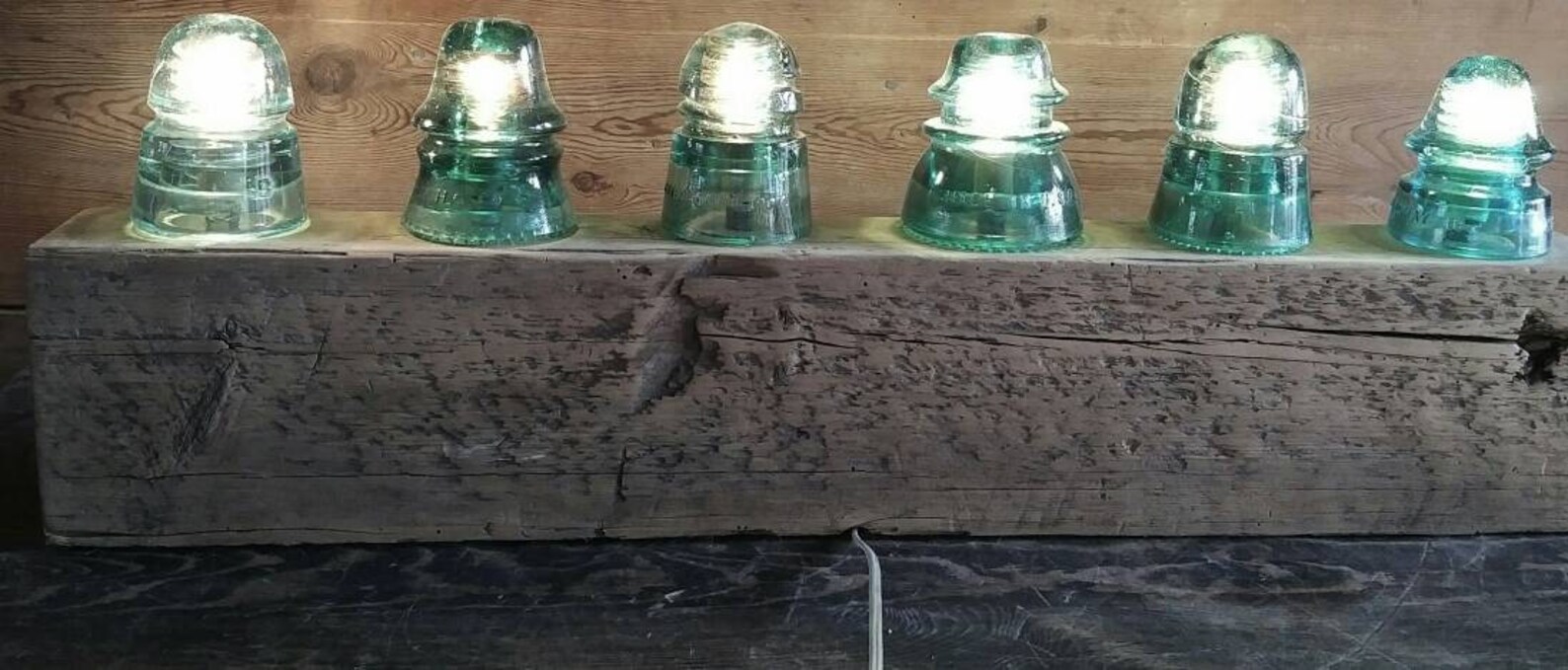 Vintage Glass Insulator Display Light Bar Reclaimed Barnwood Etsy