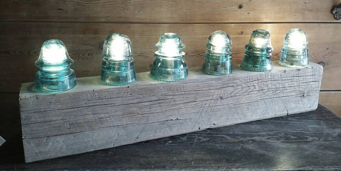 Vintage Glass Insulator Display Light Bar Reclaimed Barnwood Etsy