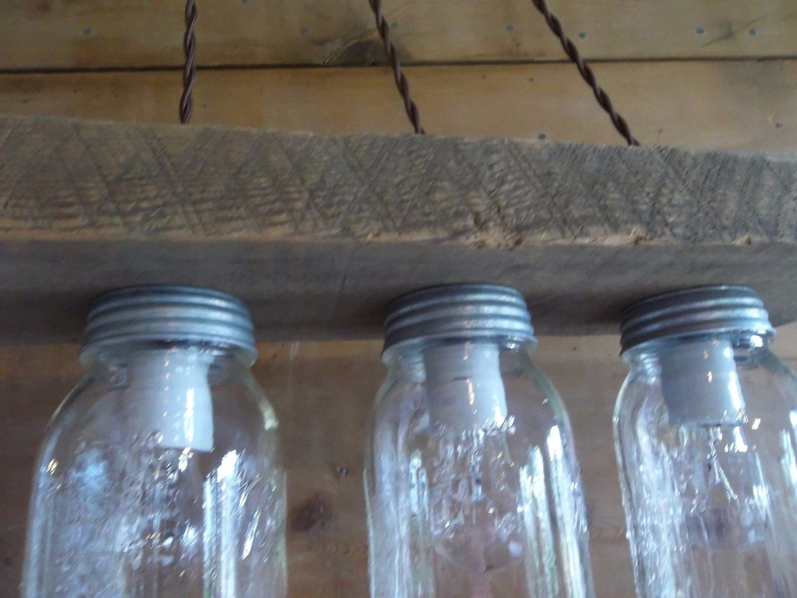 Farmhouse Light Fixture JAR CHANDELIER Barnwood Mason Jar Barn Wood OPTIONS 