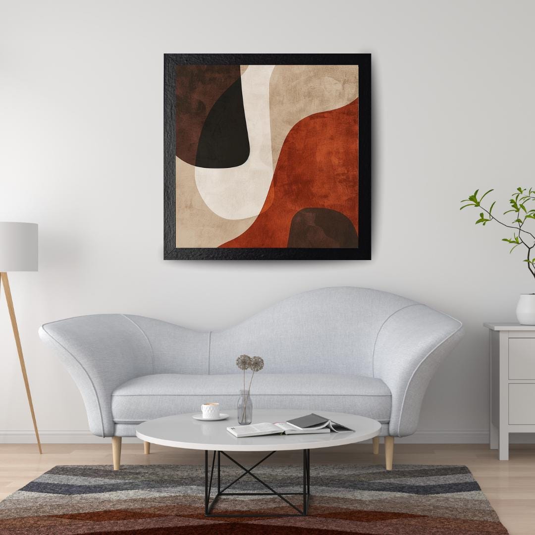 Terracotta Abstract Wall Art Earthy Modern Digital Download Boho Mid ...