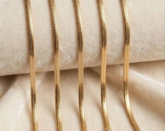 Collar de cadena de serpiente con diseño de espiga en oro macizo de 18 quilates, 45 cm (18 pulgadas)