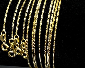 14K Solid Gold Box Chain Necklace, Unisex Gift